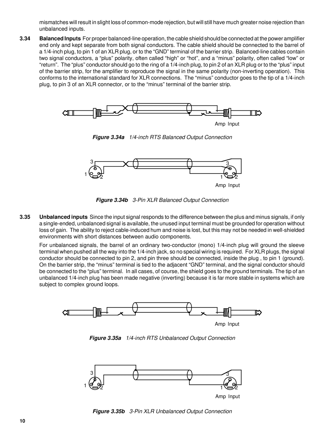 QSC Audio 1700, 1100, 1400, 1200 owner manual 34a 1/4-inch RTS Balanced Output Connection 