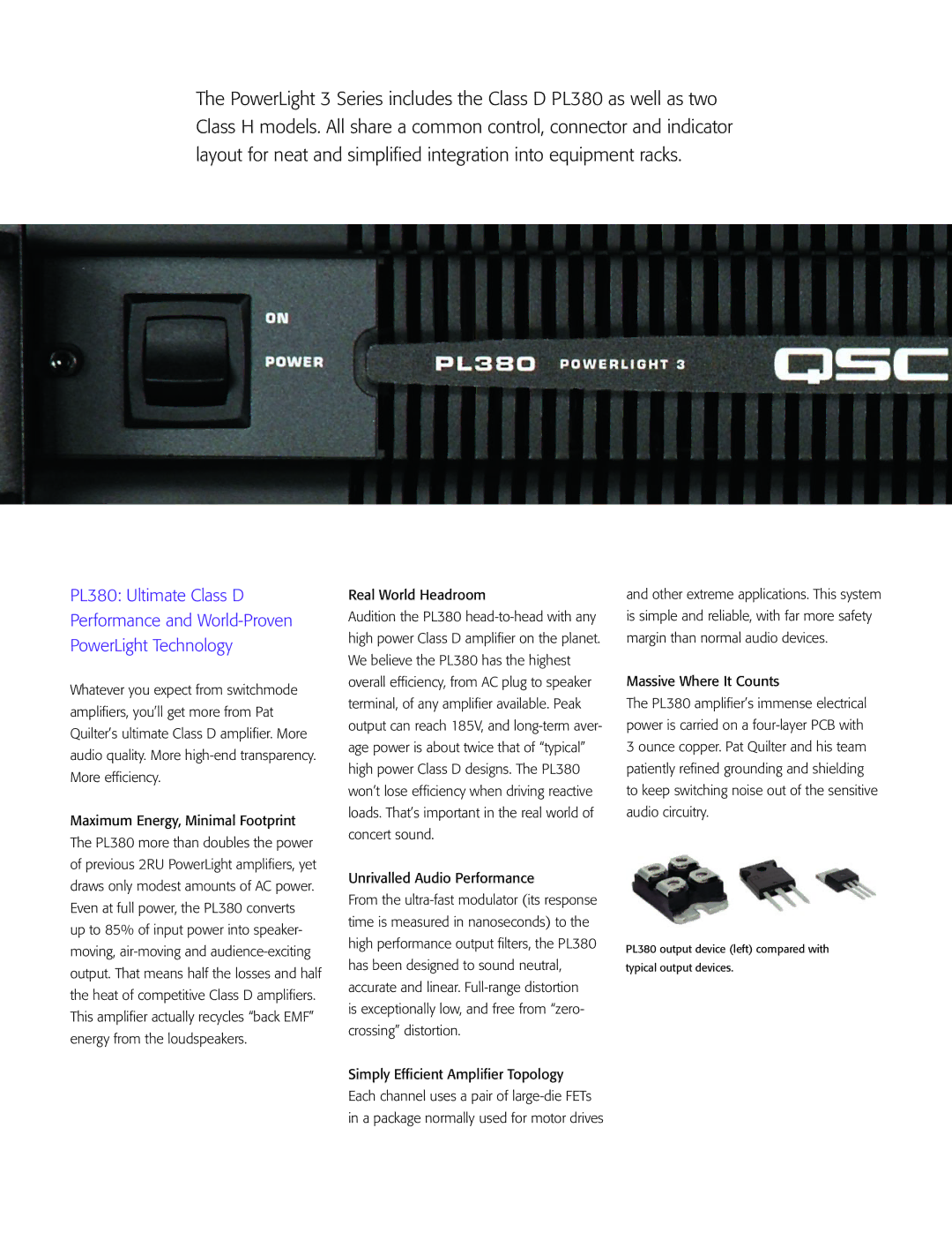 QSC Audio 3 Series manual Real World Headroom, Unrivalled Audio Performance, Massive Where It Counts 