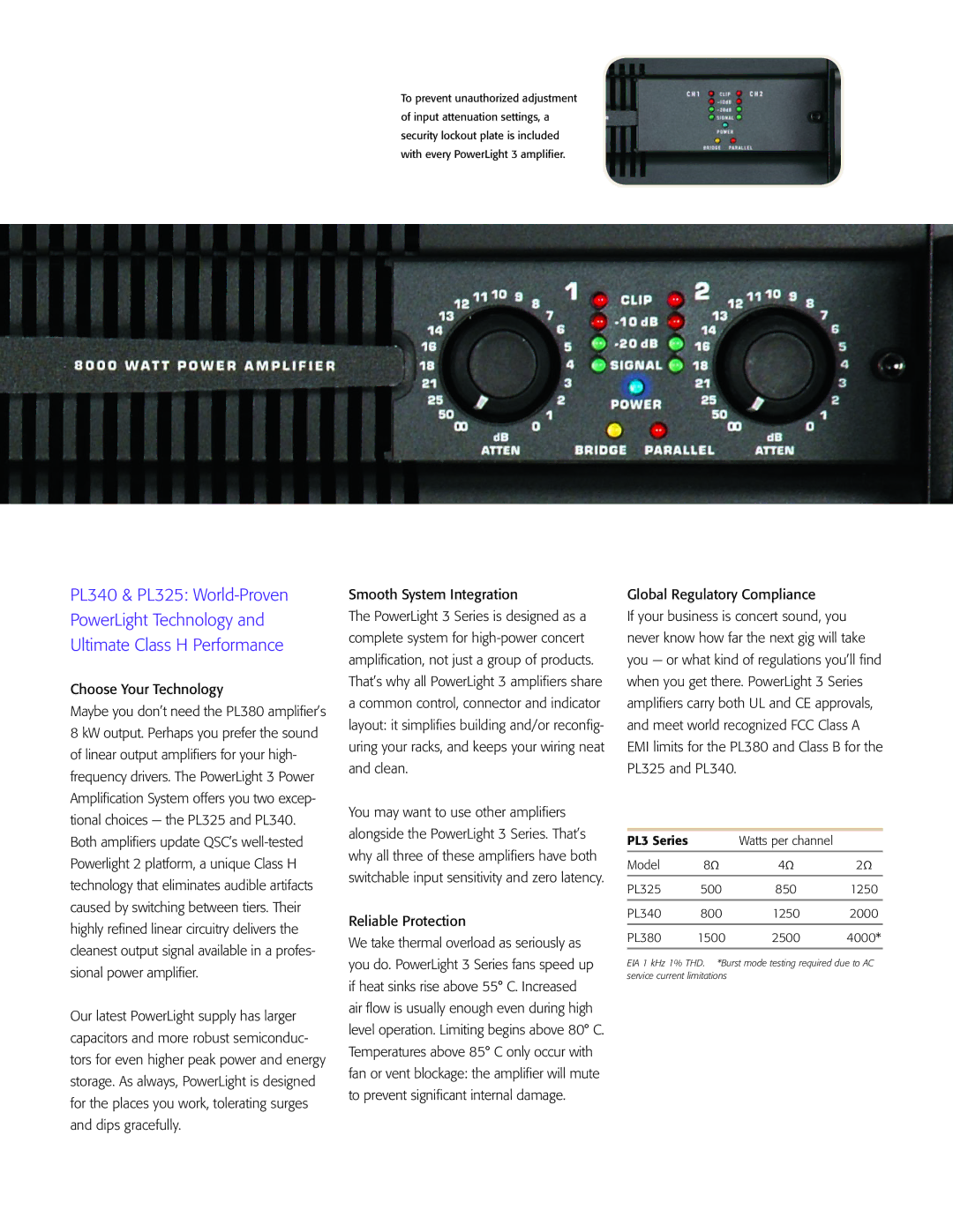 QSC Audio 3 Series manual Choose Your Technology, Smooth System Integration, Reliable Protection 