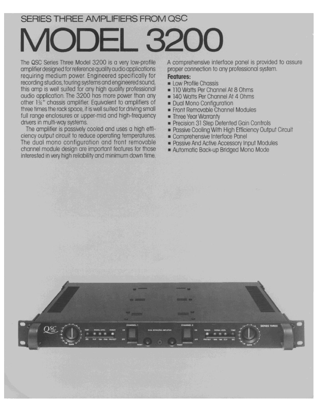 QSC Audio 3200 manual 