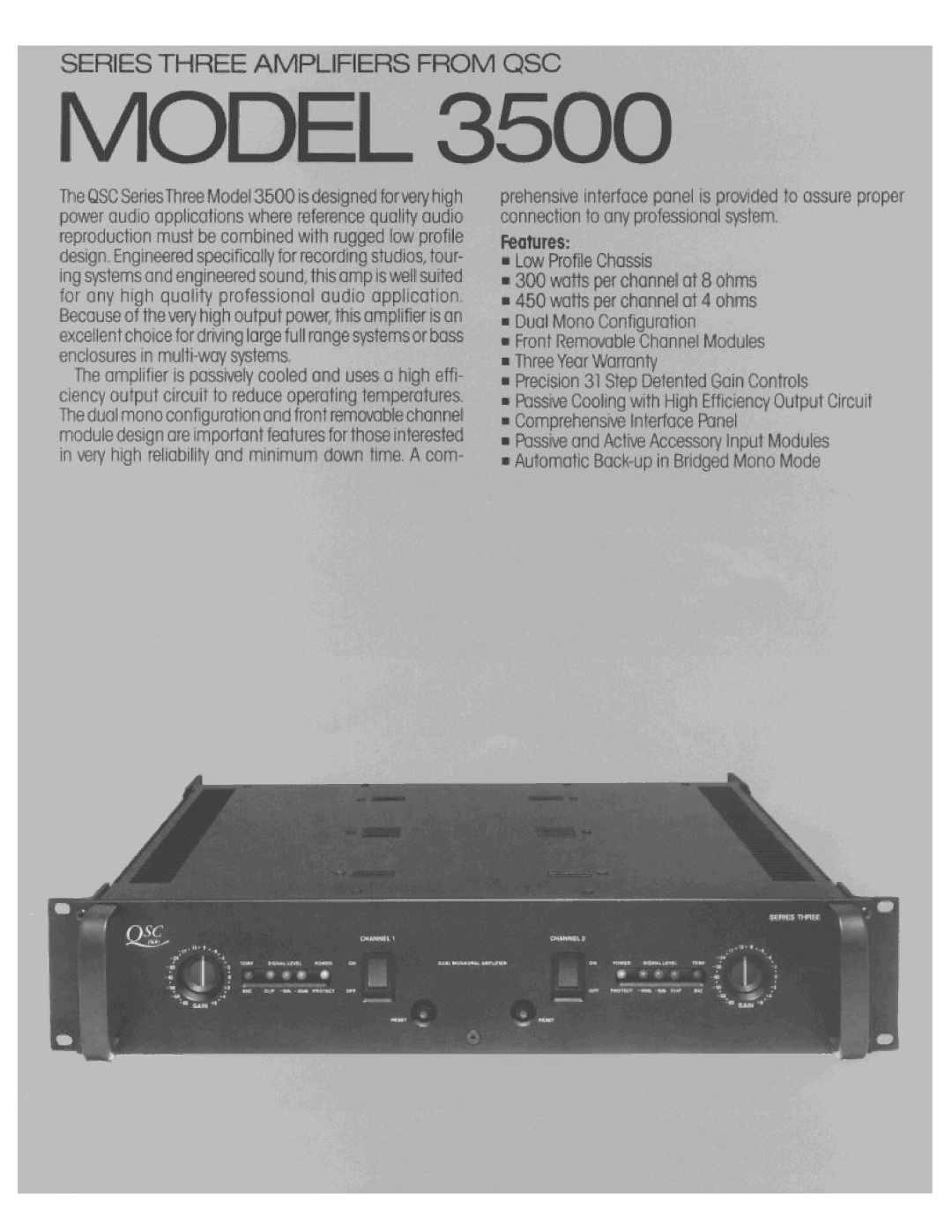 QSC Audio 3500 manual 