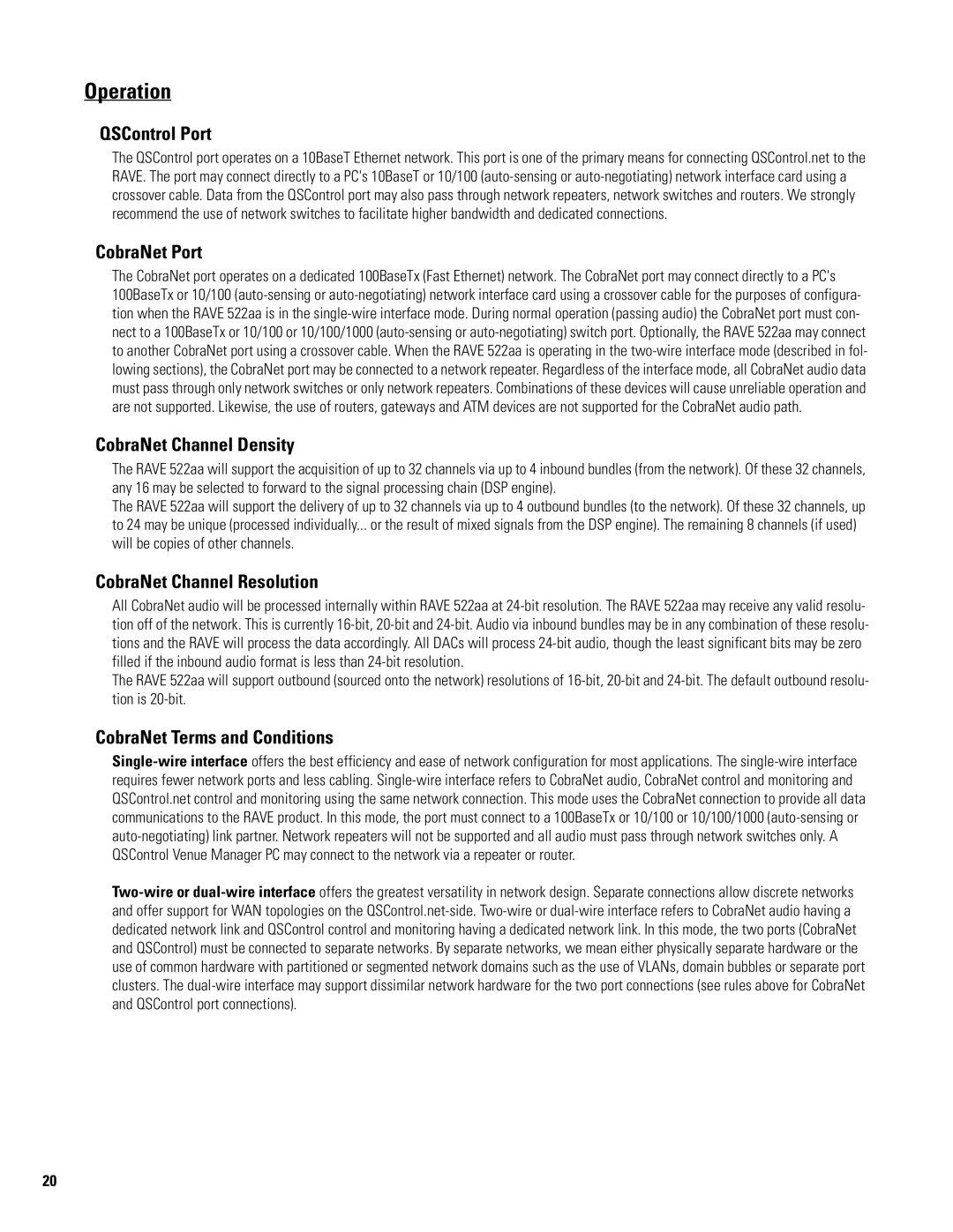 QSC Audio 522AA manual Operation 