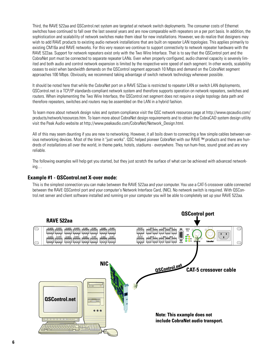 QSC Audio 522AA manual Example #1 QSControl.net X-over mode 