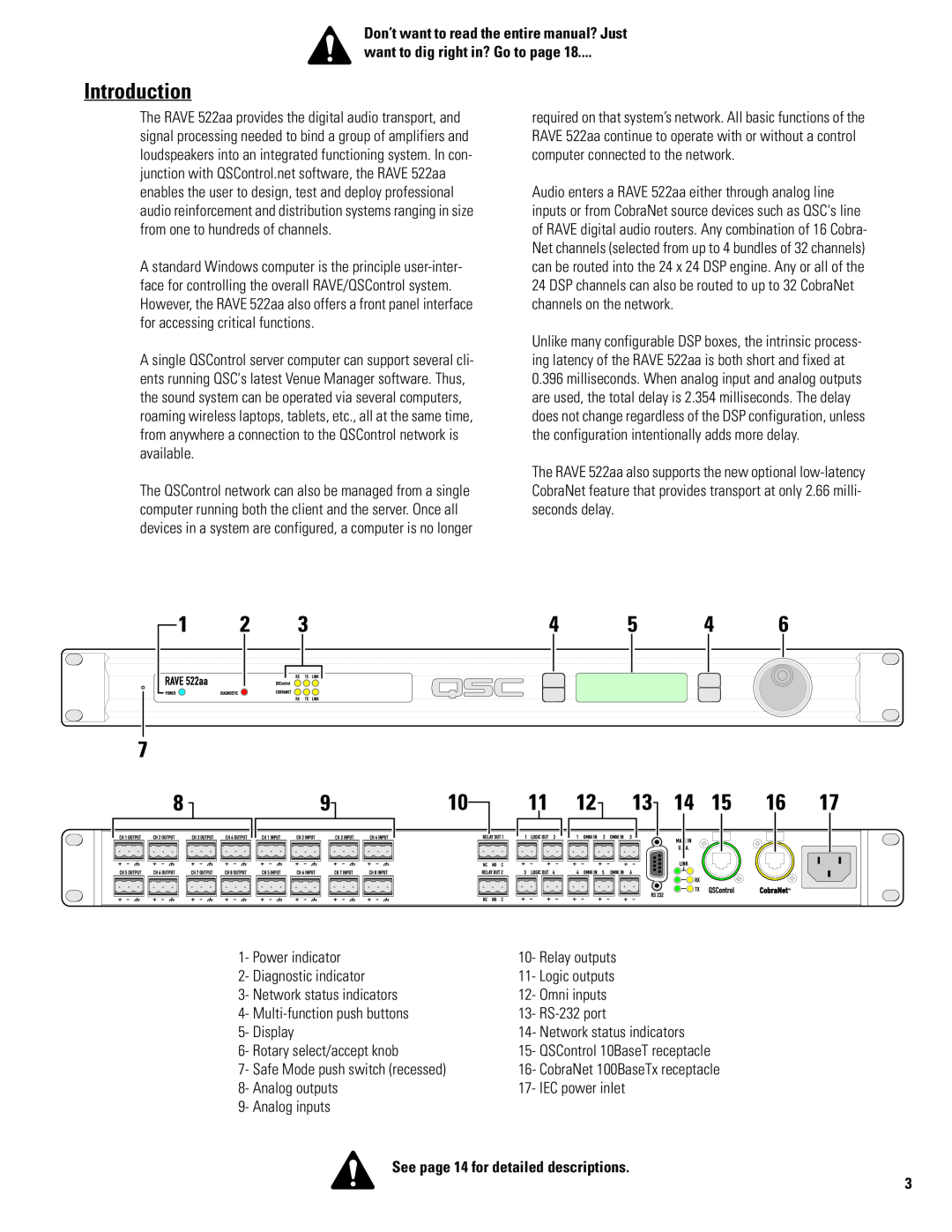 QSC Audio 522AA Introduction, Don’t want to read the entire manual? Just, want to dig right in? Go to page 