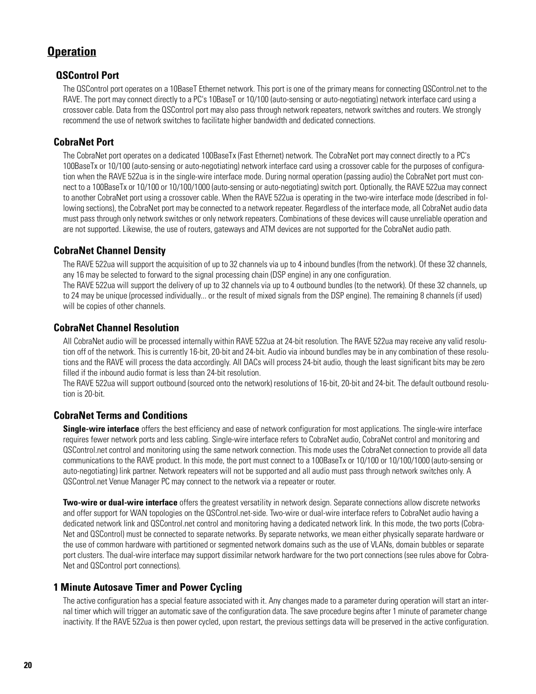 QSC Audio 522ua manual Operation 