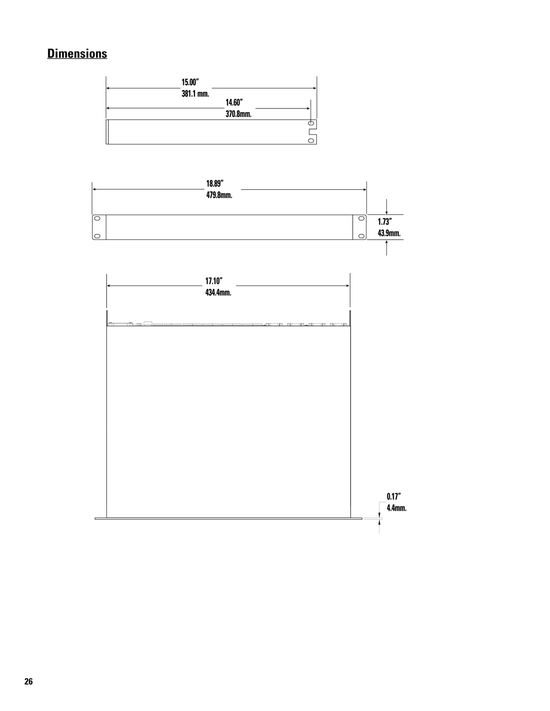 QSC Audio 522ua manual Dimensions 