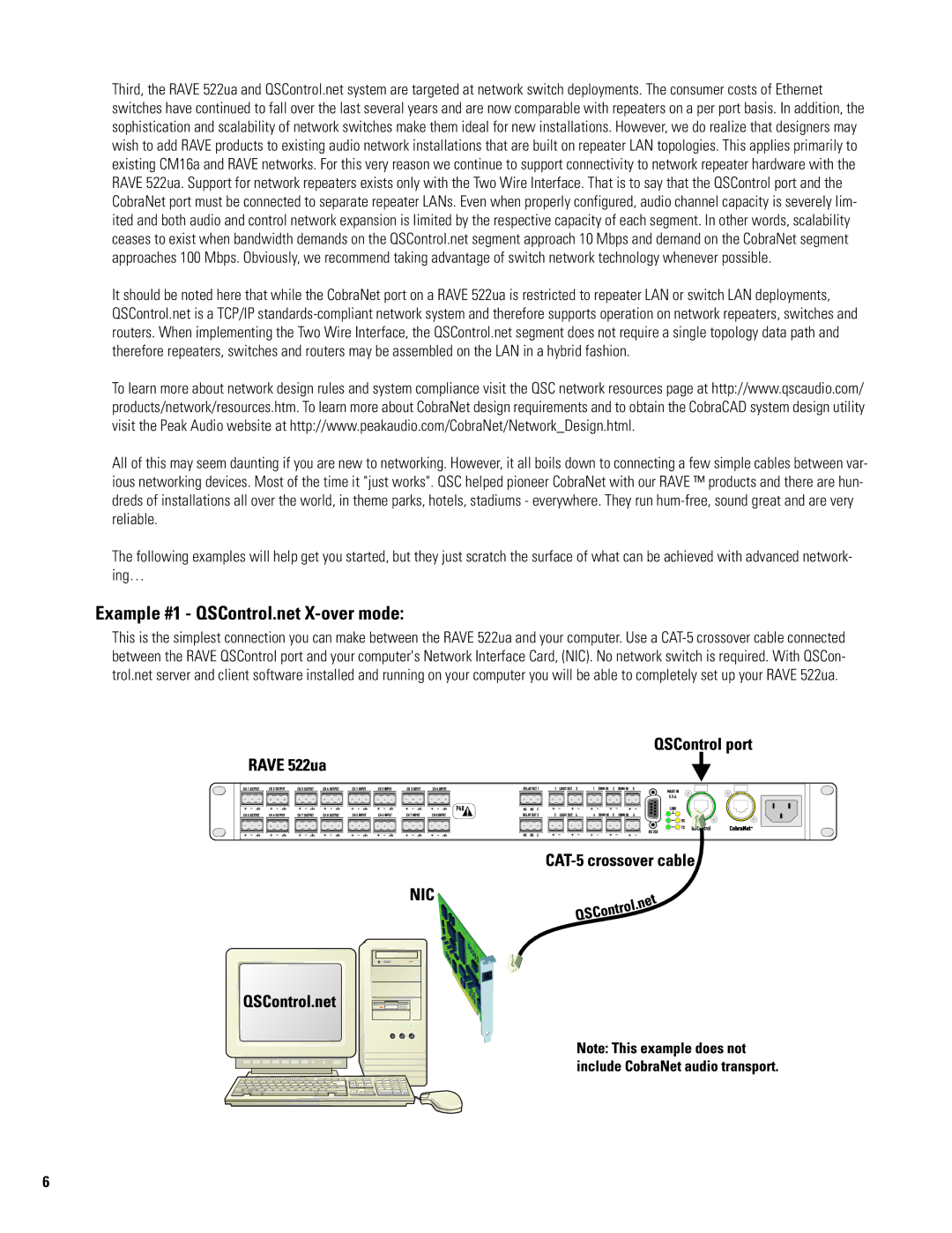 QSC Audio 522ua manual Example #1 QSControl.net X-over mode 