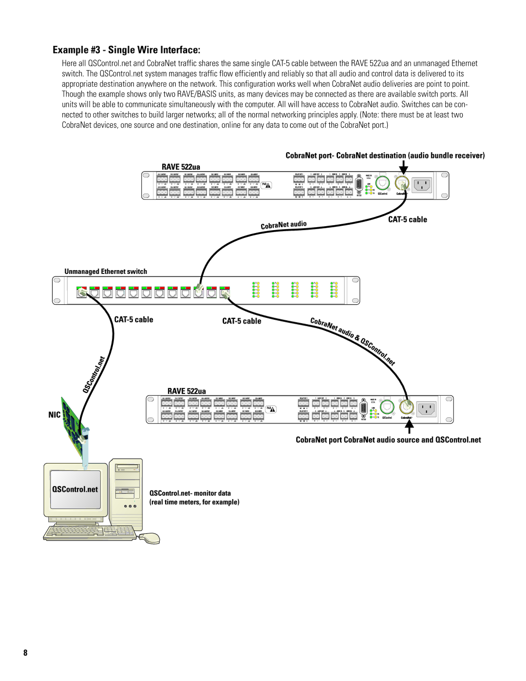 QSC Audio 522ua manual Example #3 Single Wire Interface 