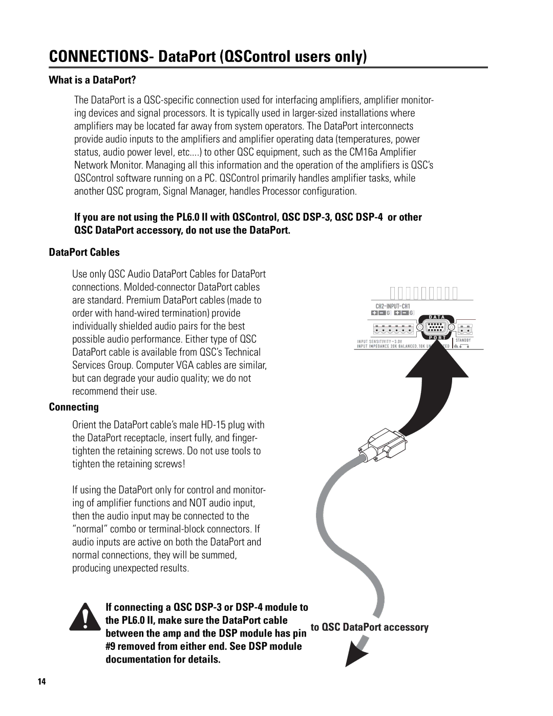 QSC Audio 6.0 II user manual CONNECTIONS- DataPort QSControl users only, What is a DataPort?, Connecting 