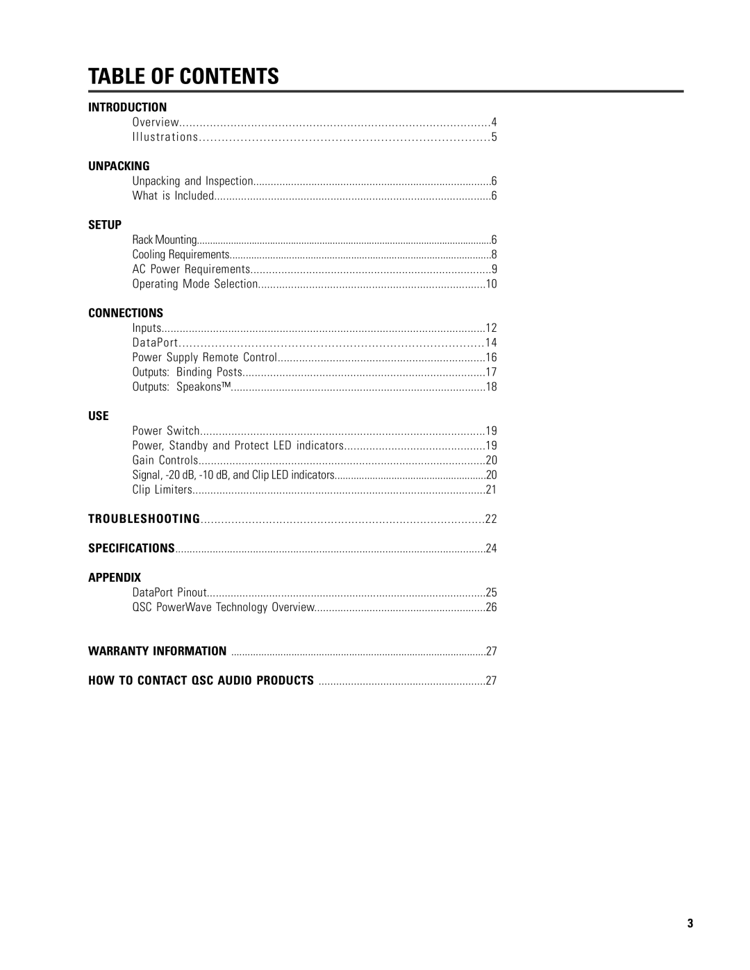 QSC Audio 6.0 II user manual Table of Contents 