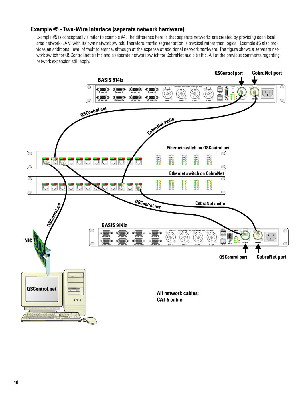 QSC Audio 914LZ manual Example #5 Two-Wire Interface separate network hardware 