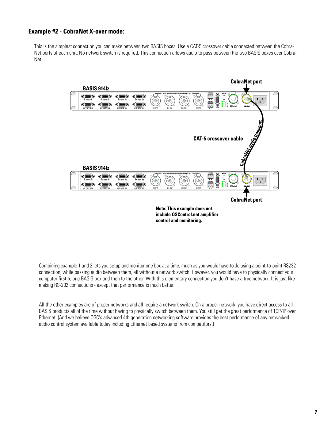 QSC Audio 914LZ manual Example #2 CobraNet X-over mode 