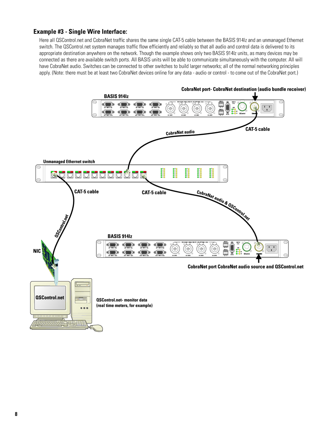 QSC Audio 914LZ manual Example #3 Single Wire Interface 