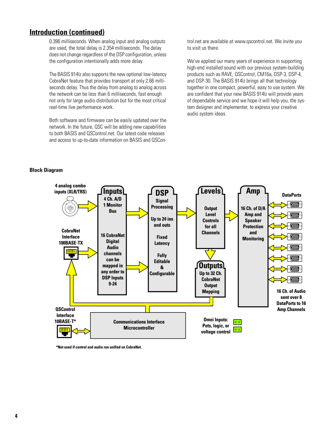 QSC Audio 914LZ manual Introduction continued, Block Diagram 