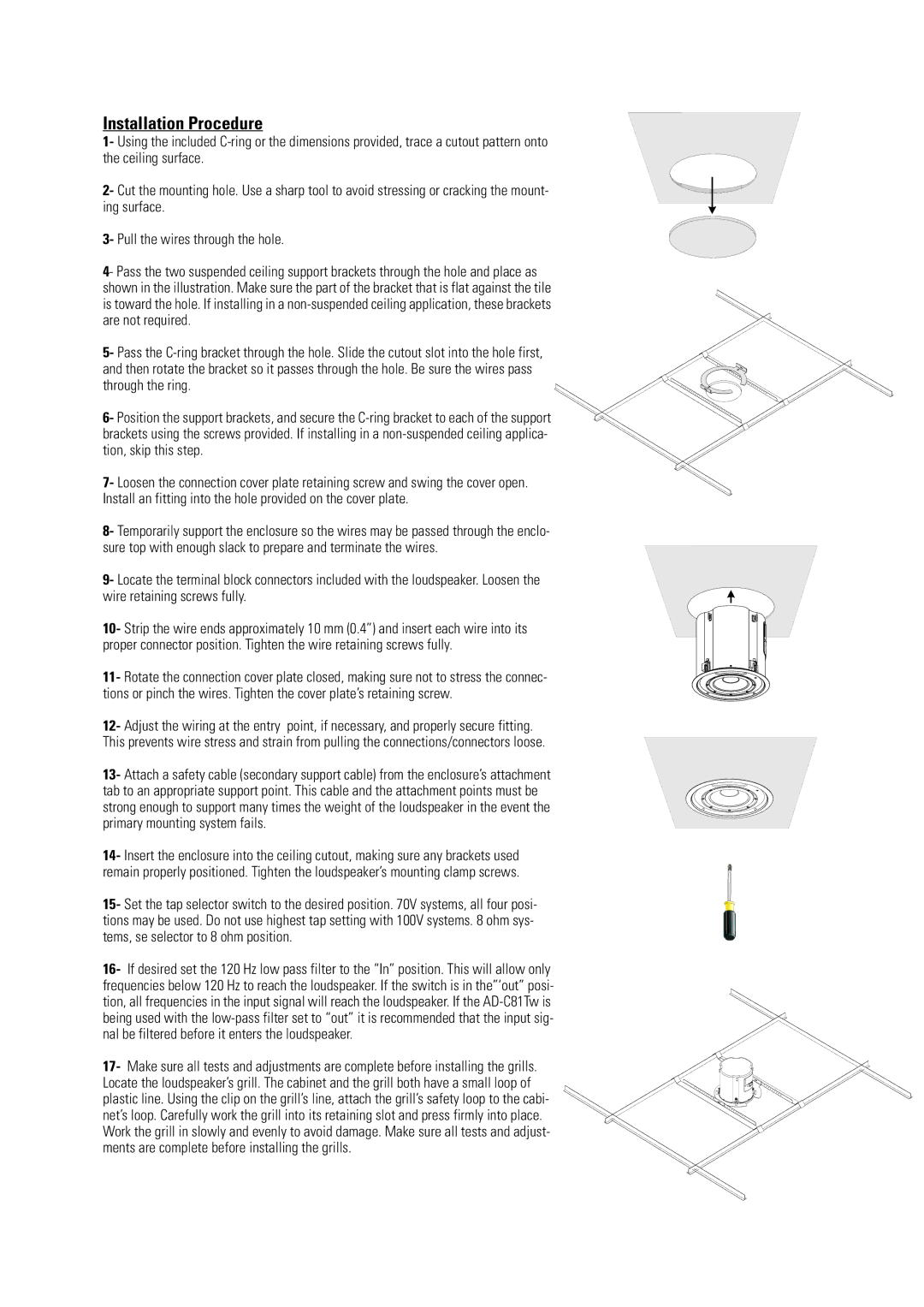 QSC Audio AD-C81Tw user manual Installation Procedure 