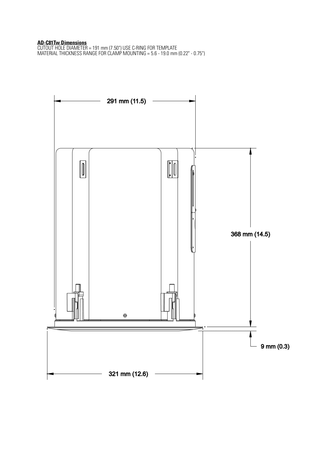 QSC Audio user manual AD-C81Tw Dimensions 