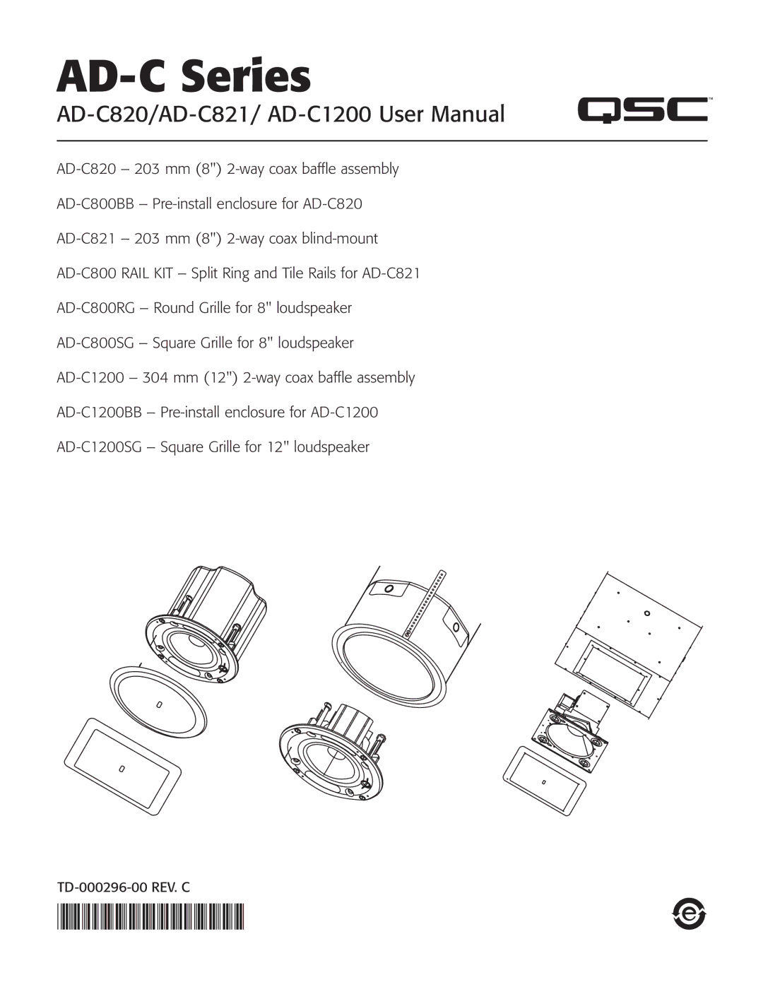 QSC Audio AD-C820, AD-C821, AD-C1200 user manual AD-C Series 