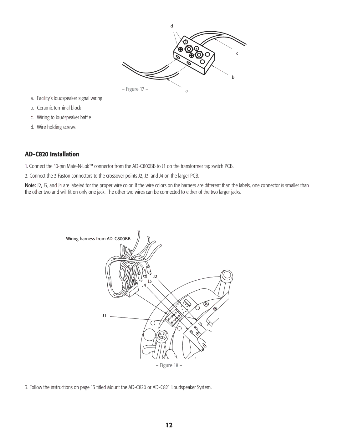 QSC Audio AD-C821, AD-C1200 user manual AD-C820 Installation 