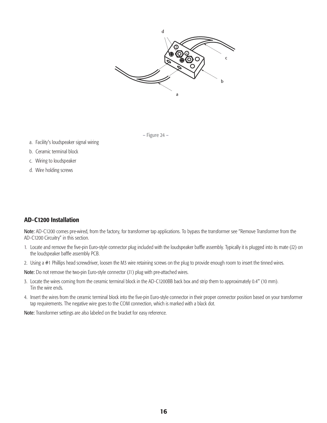 QSC Audio AD-C821, AD-C820 user manual AD-C1200 Installation 