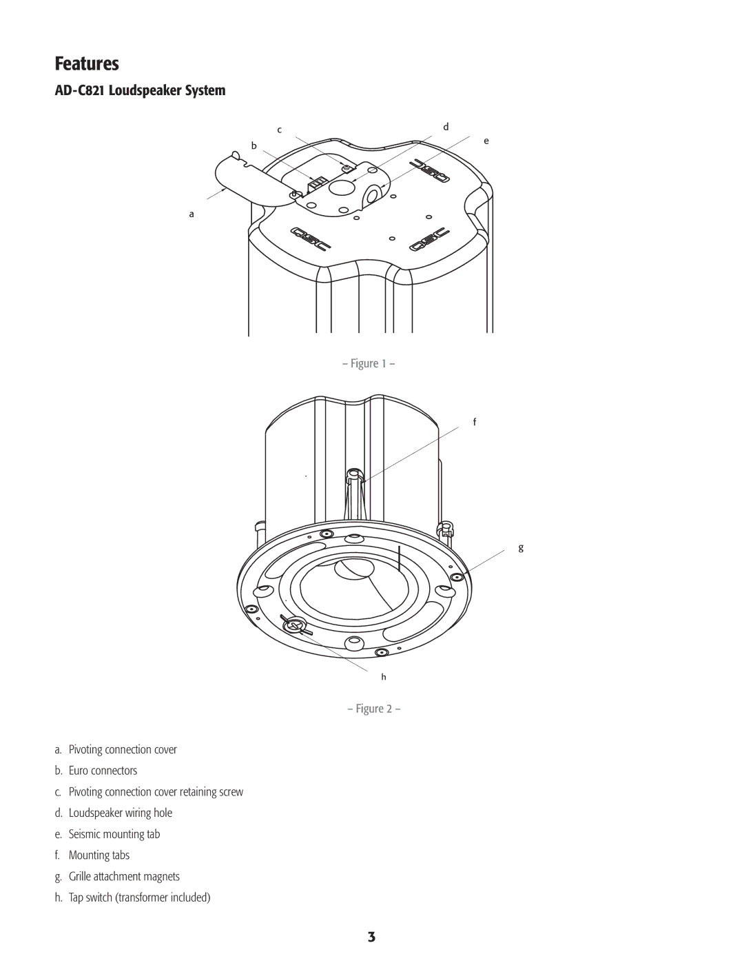 QSC Audio AD-C820, AD-C1200 user manual Features, AD-C821 Loudspeaker System 