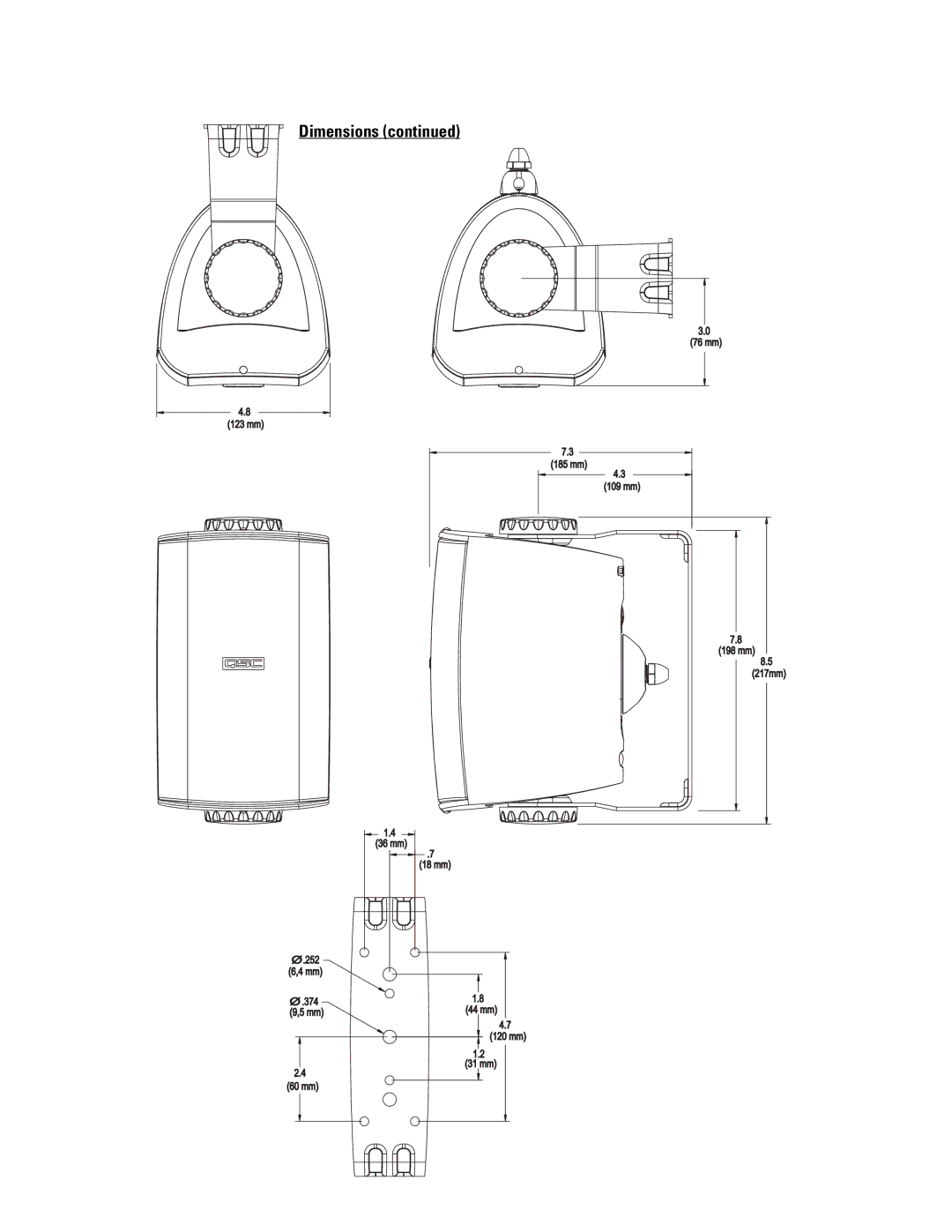 QSC Audio AD-S32T manual Dimensions 