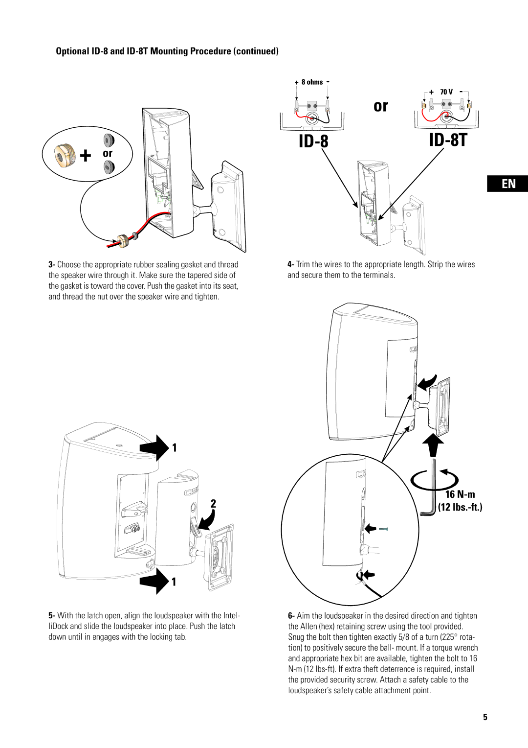 QSC Audio AD-S82H user manual Optional ID-8 and ID-8T Mounting Procedure 