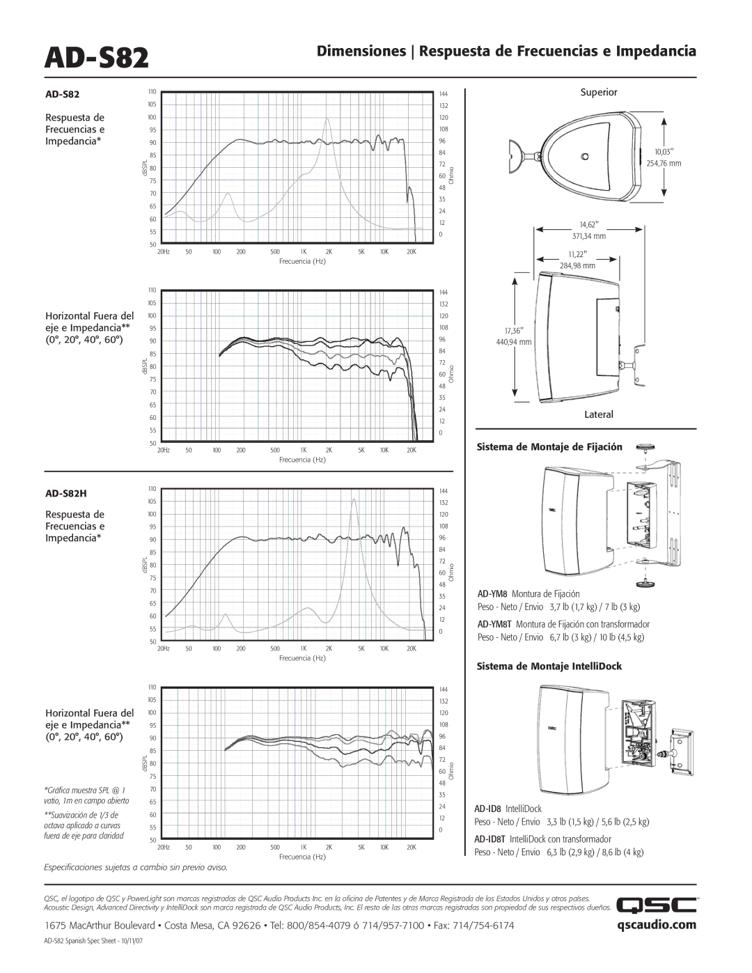 QSC Audio AD-S82 manual Qscaudio.com 