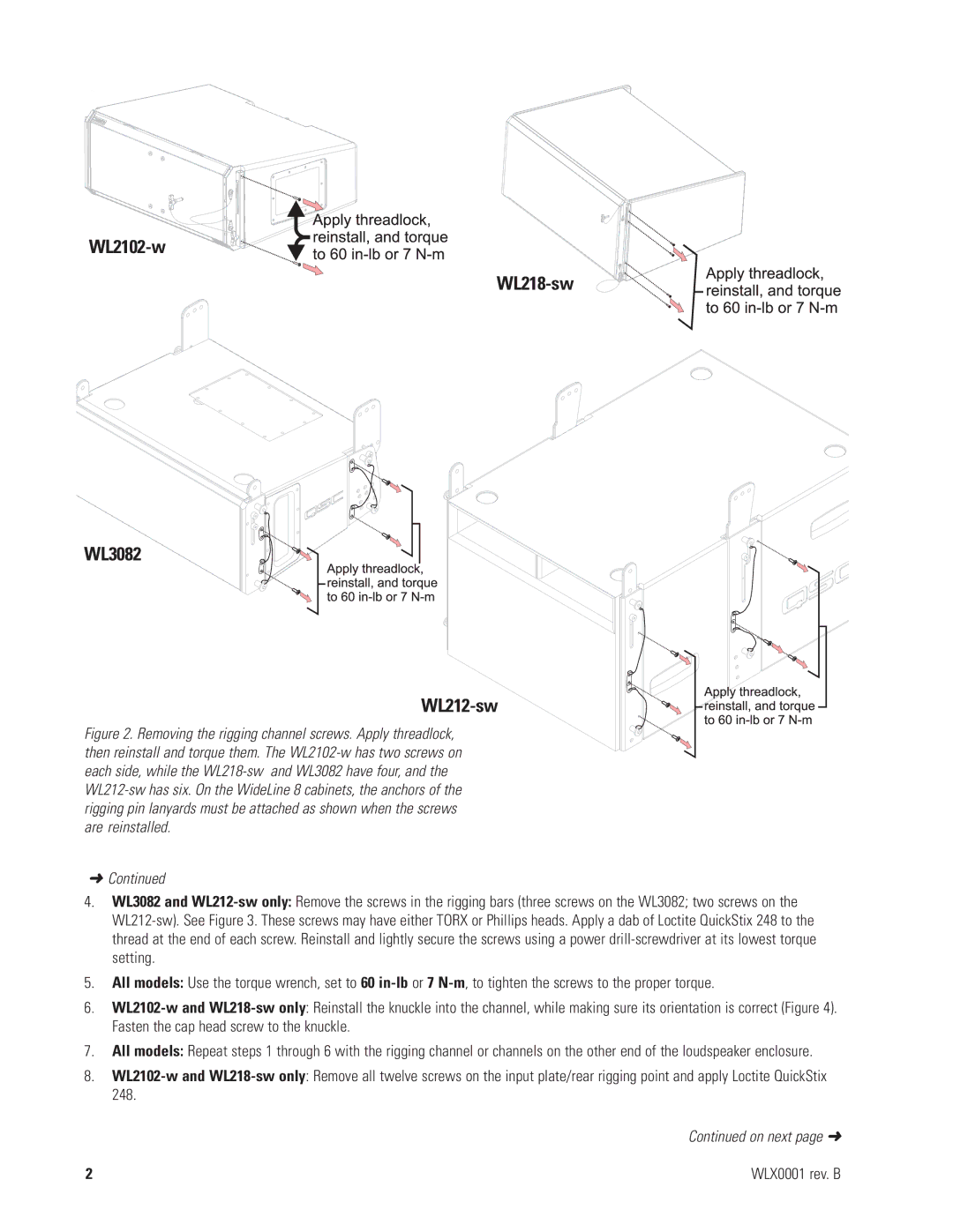 QSC Audio B SERIES, 10 SERIES manual WL2102-w WL218-sw WL3082 WL212-sw 