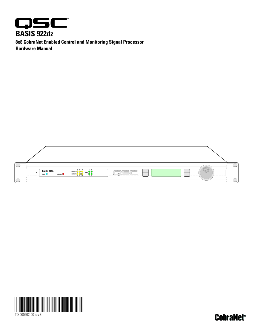 QSC Audio BASIS 922dz manual TD-000202-00 
