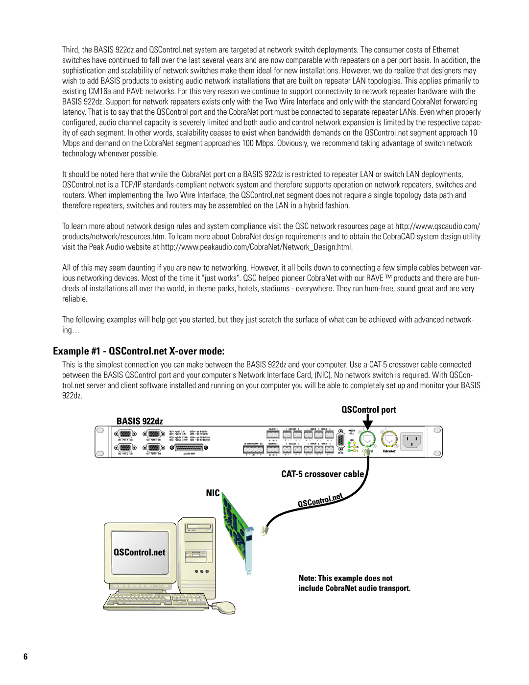 QSC Audio BASIS 922dz manual Example #1 QSControl.net X-over mode 