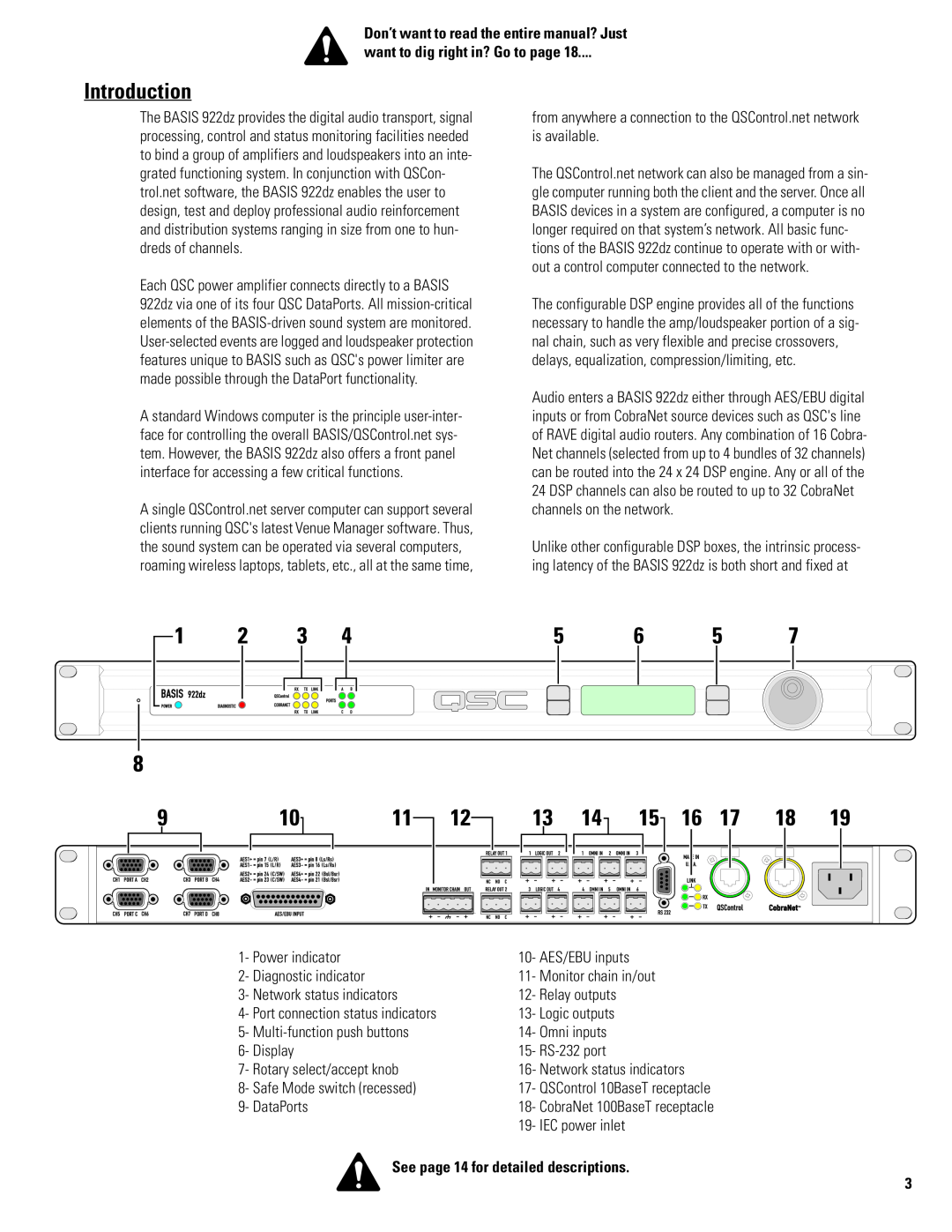 QSC Audio BASIS 922dz Introduction, Don’t want to read the entire manual? Just, want to dig right in? Go to page 