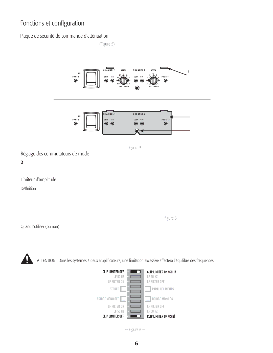 QSC Audio CMX 2000V Fonctions et configuration, Plaque de sécurité de commande datténuation, Limiteur d’amplitude 