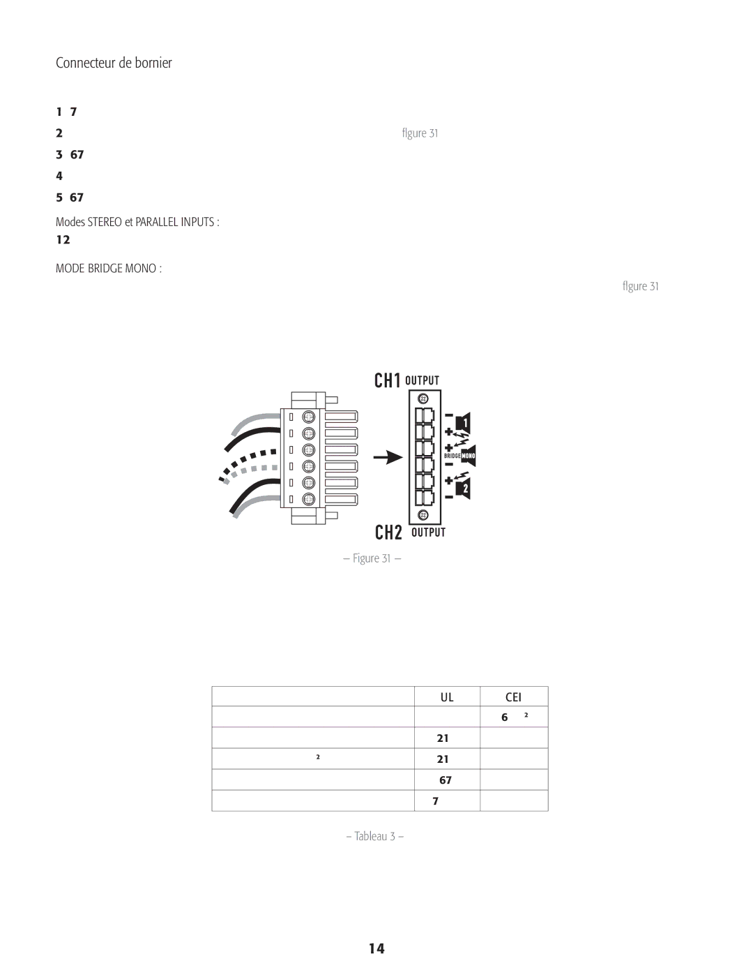 QSC Audio CMX 2000V user manual Connecteur de bornier, Câblage du connecteur de bornier 