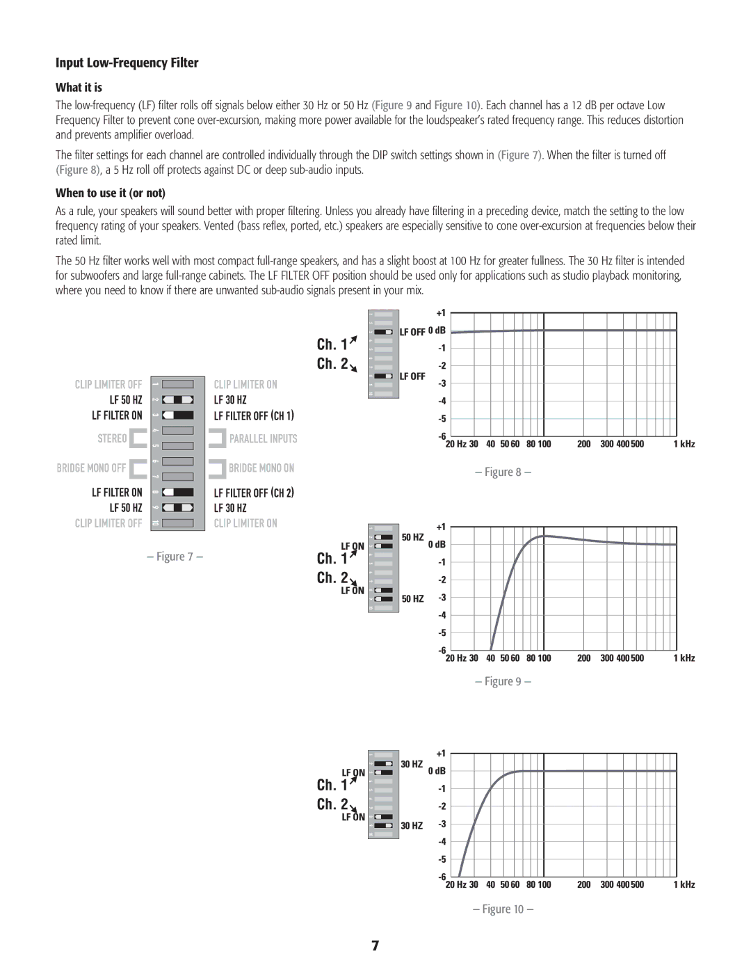 QSC Audio CMX 2000V user manual Input Low‑Frequency Filter 