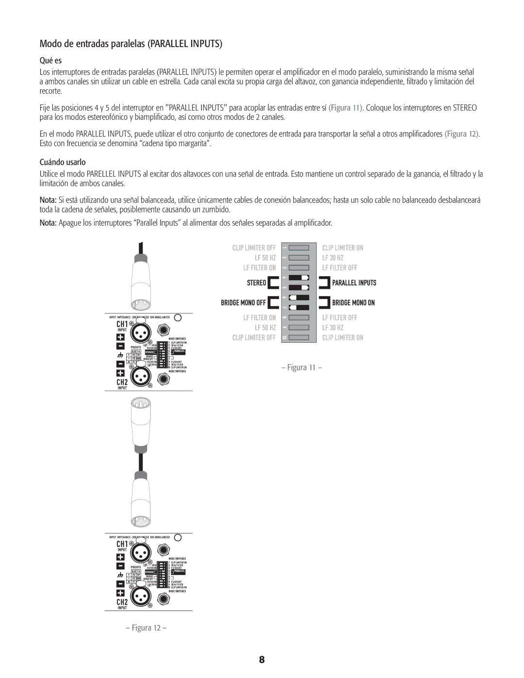 QSC Audio CMX 2000V user manual Modo de entradas paralelas Parallel Inputs 