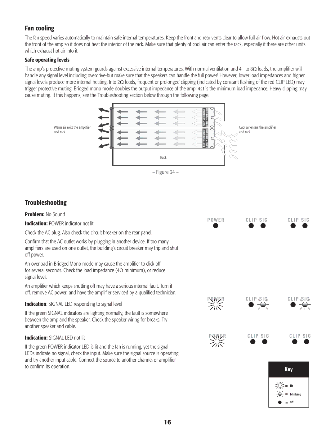 QSC Audio CMX 500V, CMX 800V, CMX 300V user manual Fan cooling, Troubleshooting 