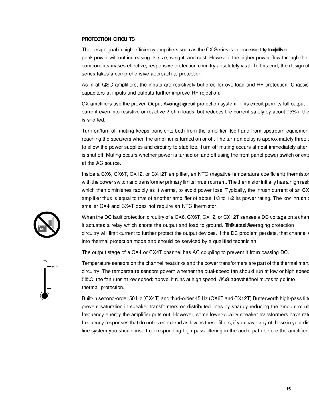 QSC Audio CX Series user manual Protection Circuits 