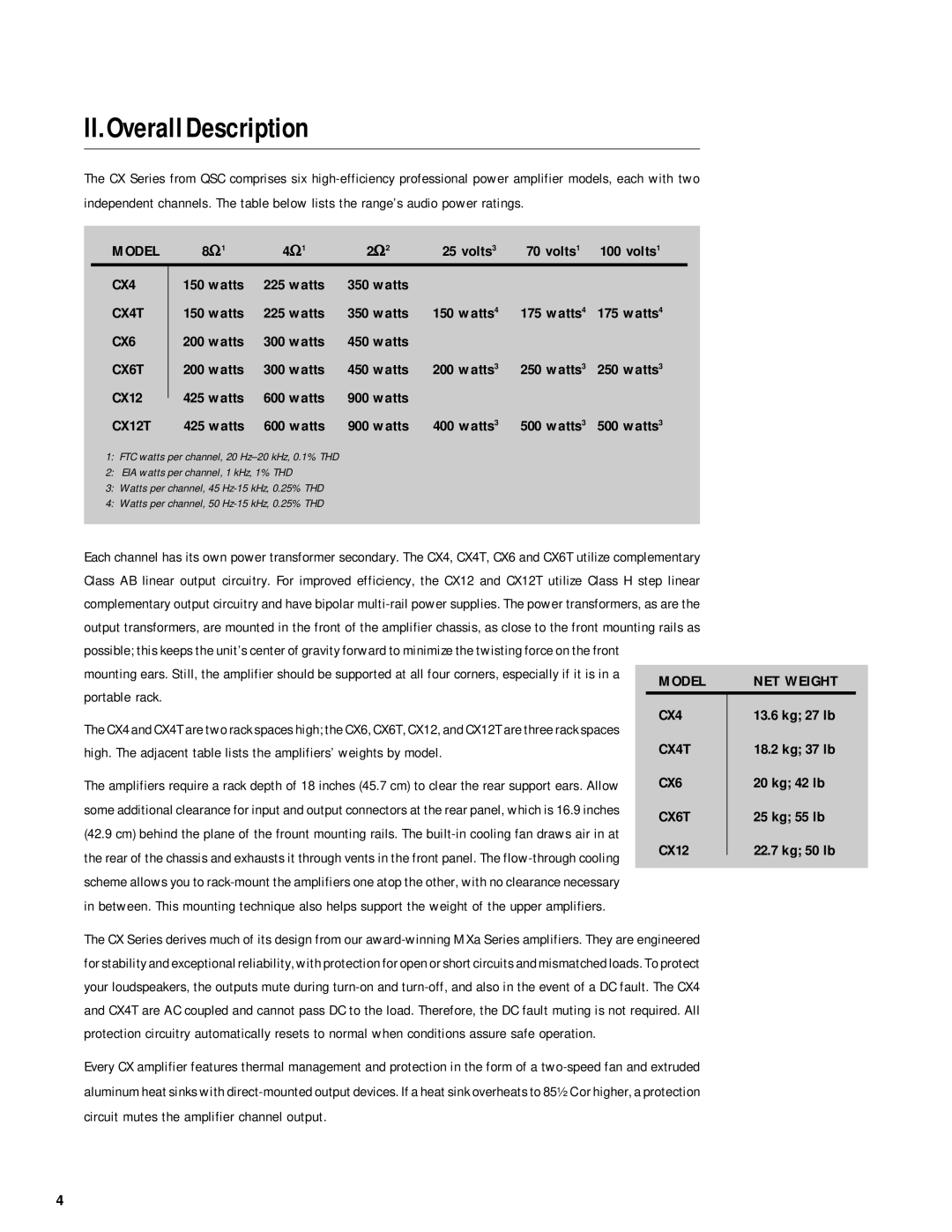 QSC Audio CX Series user manual II. Overall Description, Portable rack 