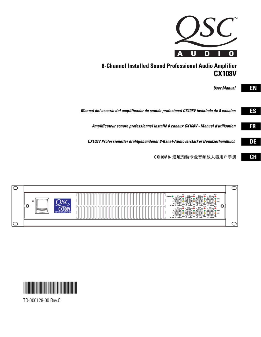 QSC Audio user manual CX108V 8- 通道预装专业音频放大器用户手册 