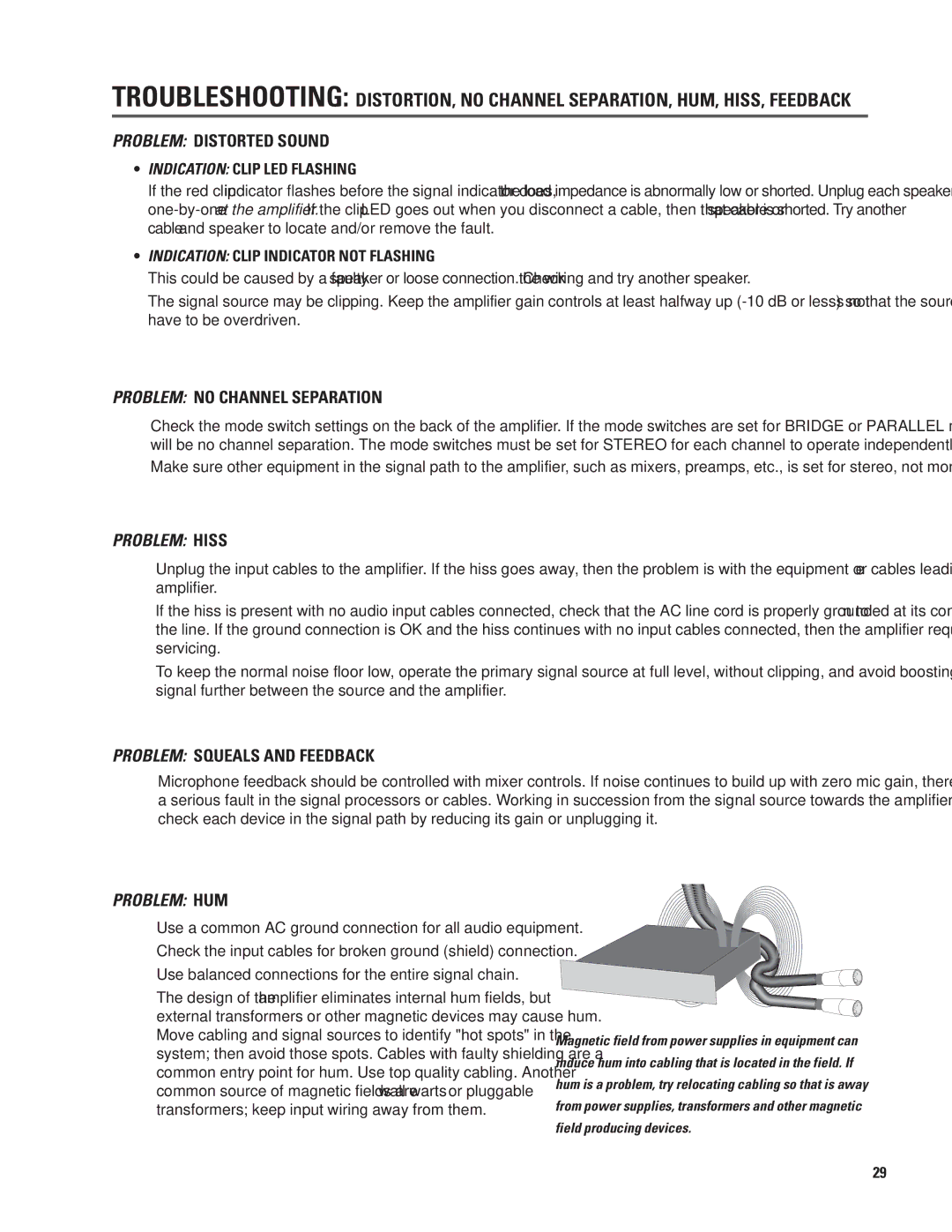 QSC Audio CX168 user manual Problem Hiss 