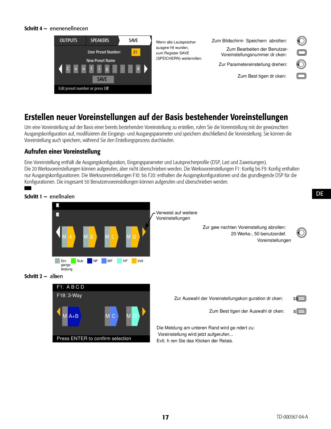 QSC Audio CXD4.3, CXD4.2, CXD4.5 manual Aufrufen einer Voreinstellung, Schritt 4 Assistenten-Voreinstellung speichern 