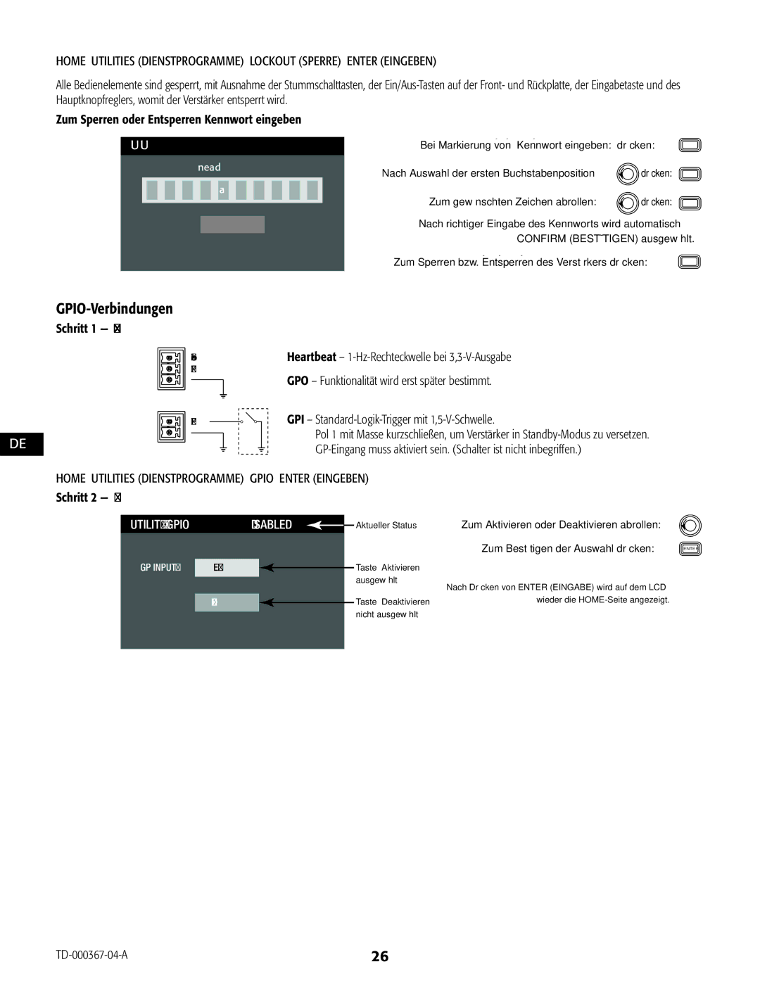 QSC Audio CXD4.3, CXD4.2, CXD4.5 manual GPIO-Verbindungen, Schritt 2 GP-Eingangsfunktion aktivieren oder deaktivieren 