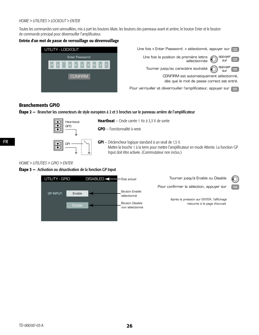 QSC Audio CXD4.3, CXD4.2, CXD4.5 manual Branchements Gpio 