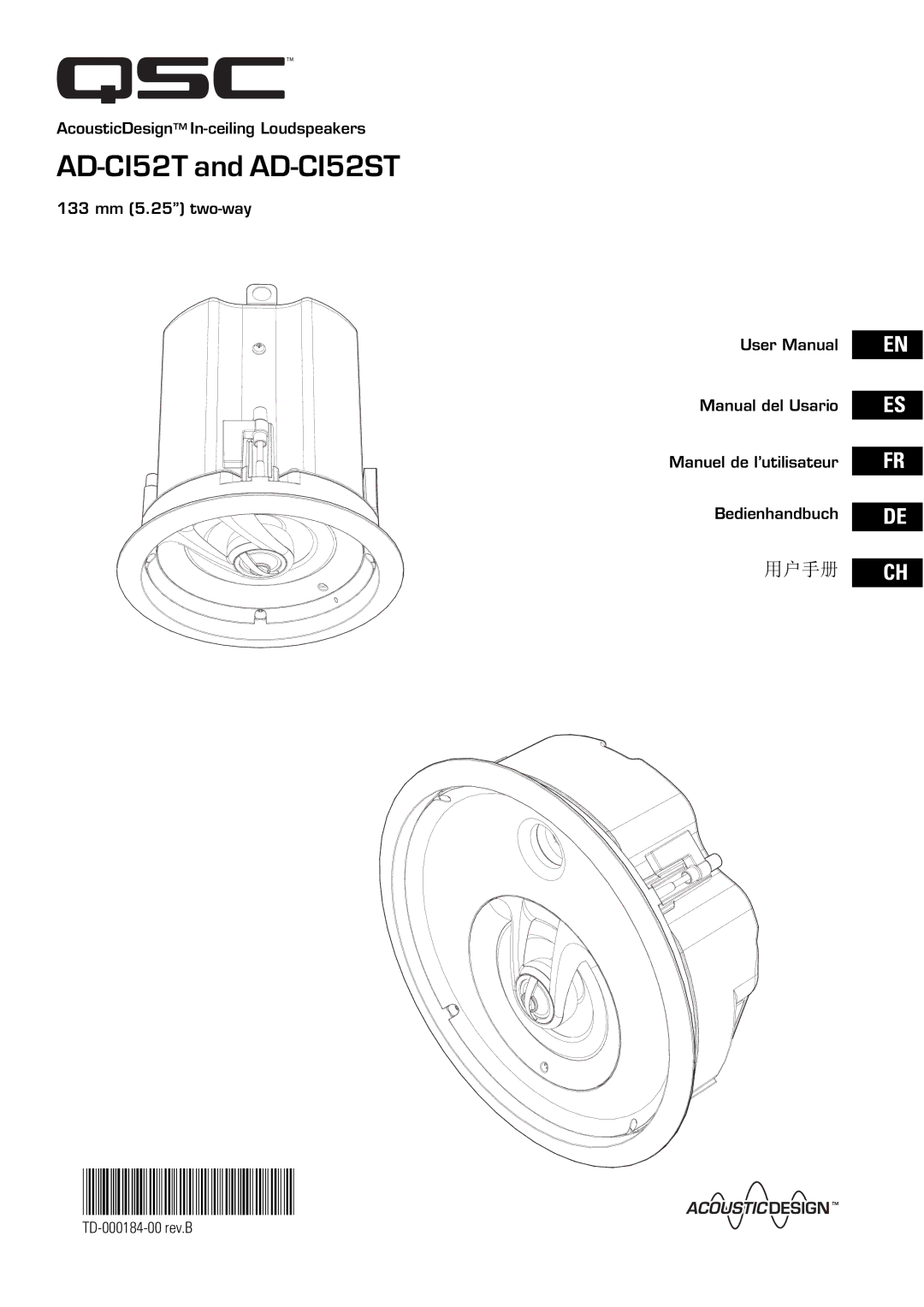 QSC Audio AD-CI52ST, D-CI52T user manual TD-000184-00 