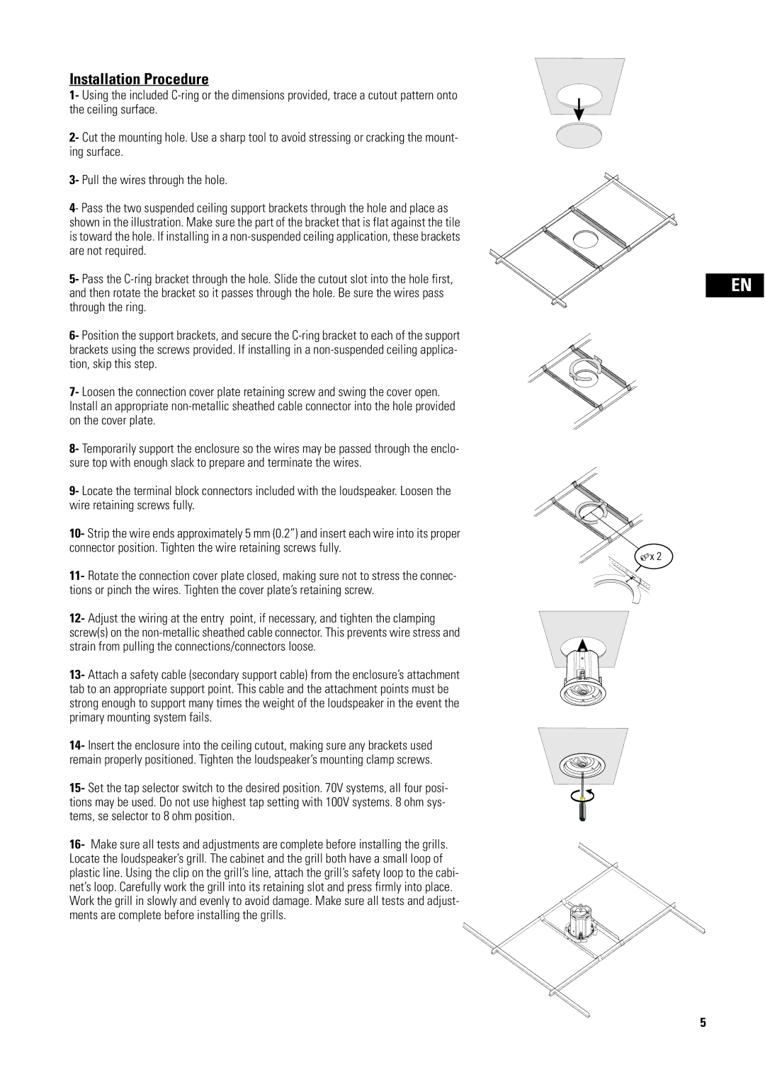 QSC Audio AD-CI52ST, D-CI52T user manual Installation Procedure 