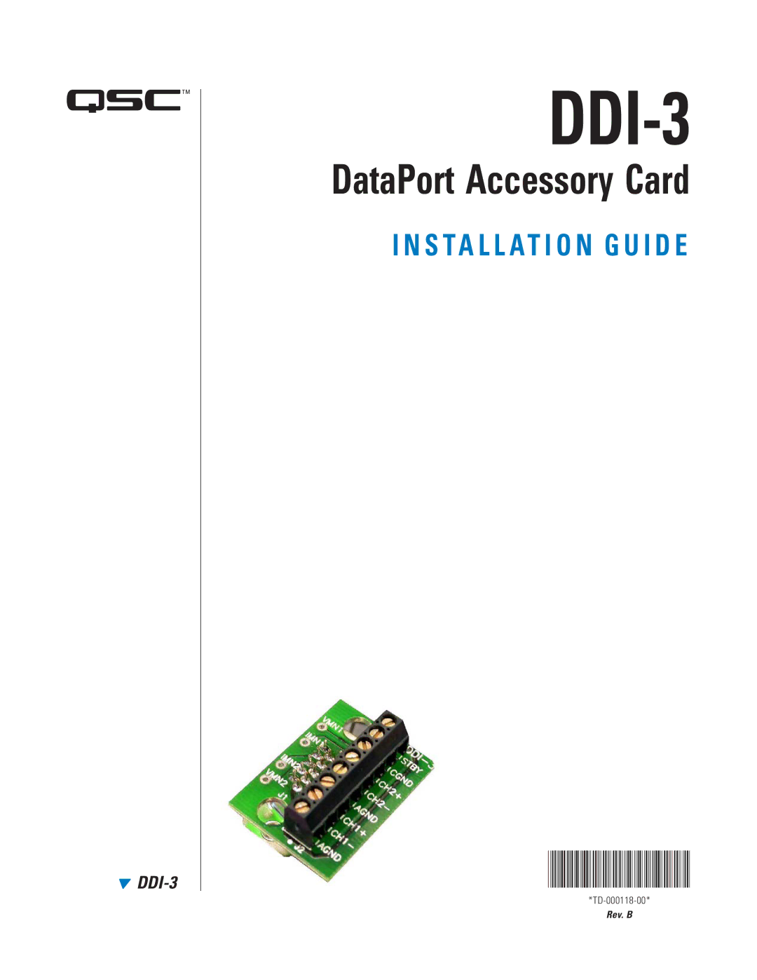 QSC Audio Data Port Access Card DDI-3 manual 