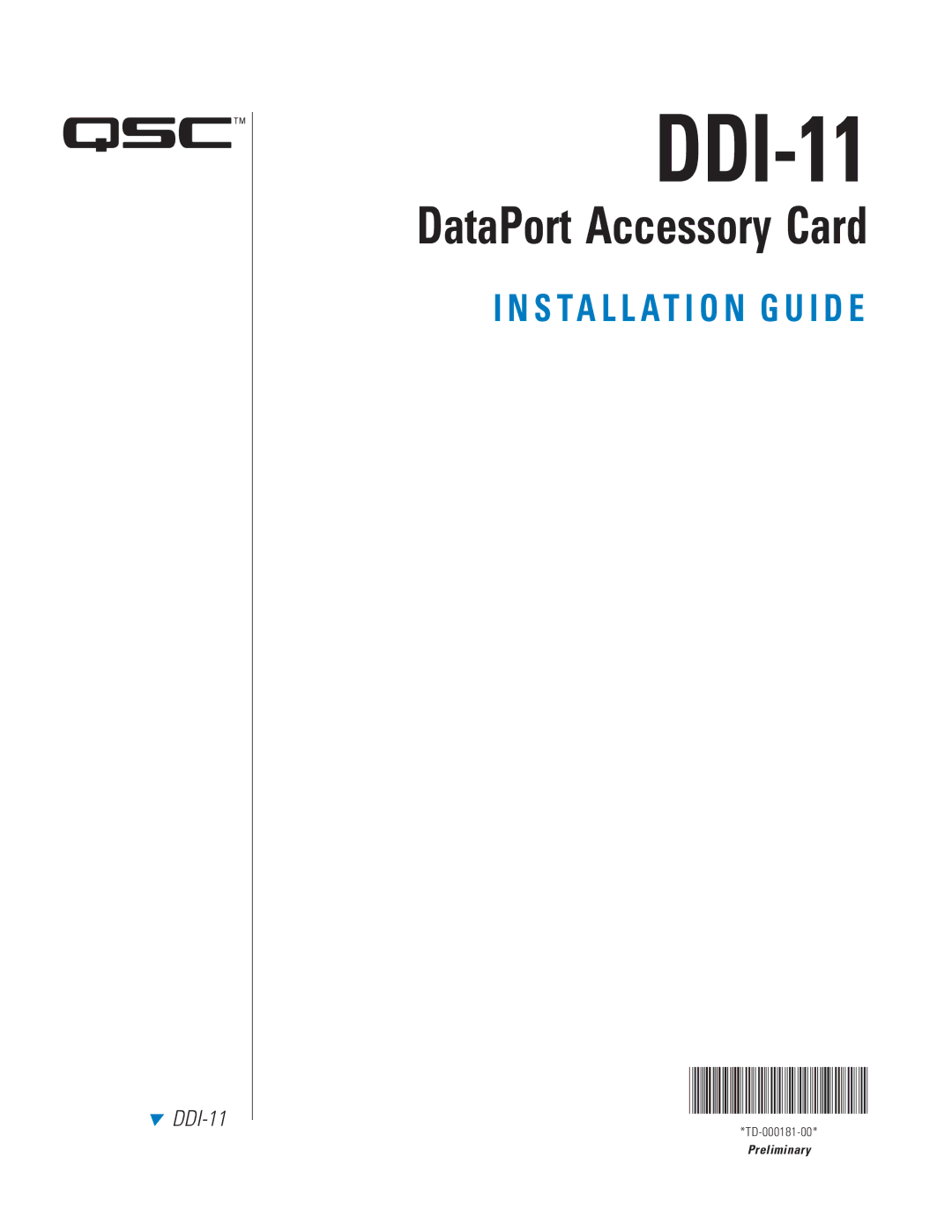 QSC Audio DDI-11 manual 