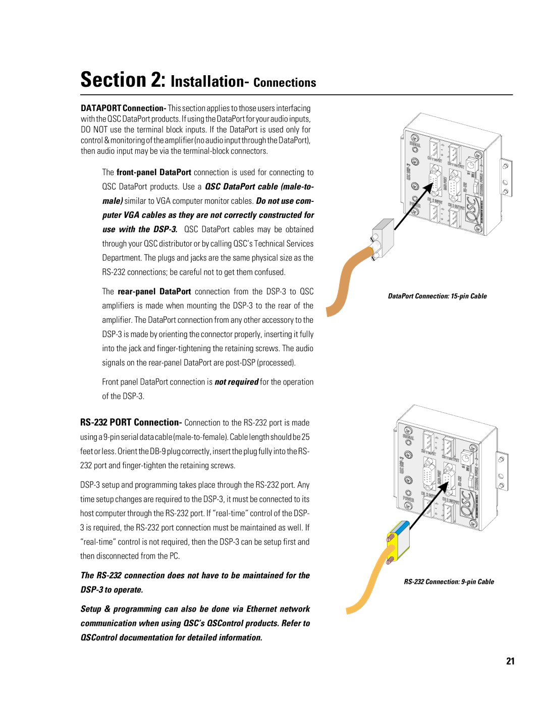 QSC Audio DSP-3 manual Puter VGA cables as they are not correctly constructed for 