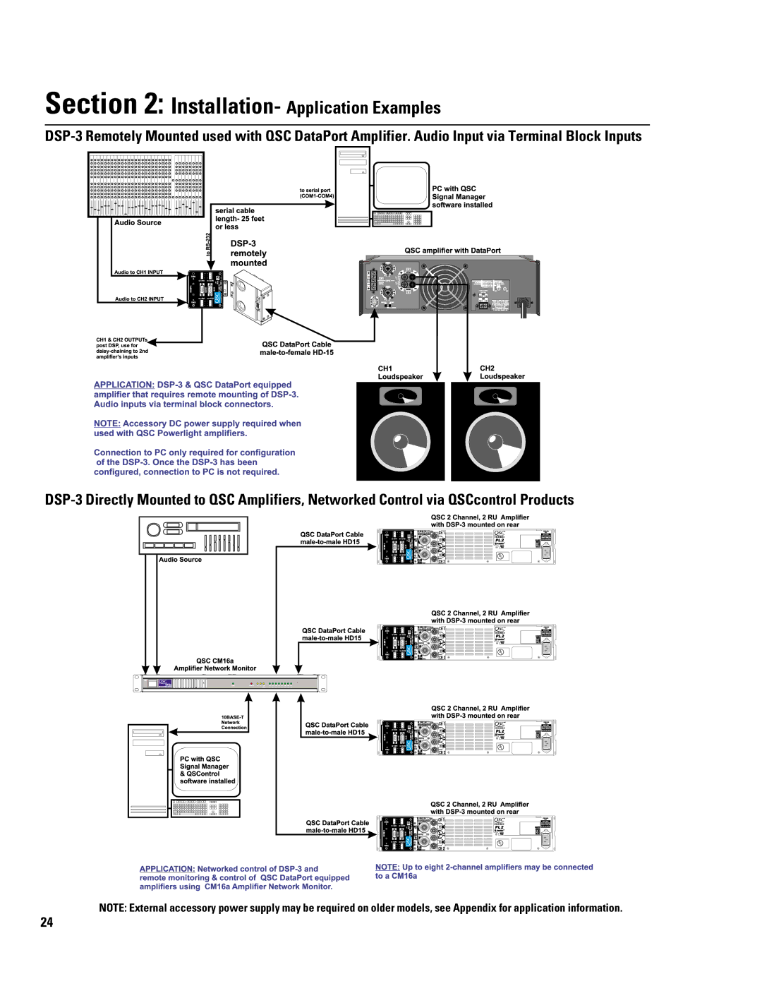 QSC Audio DSP-3 manual Installation- Application Examples 