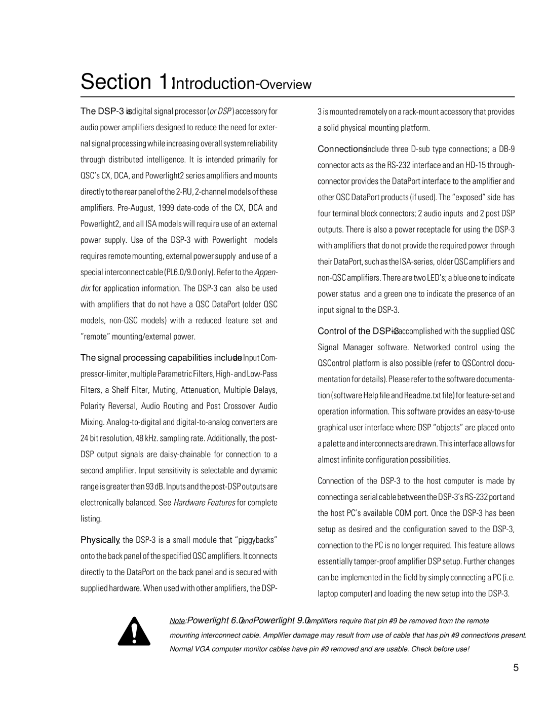 QSC Audio DSP-3 manual Introduction- Overview 